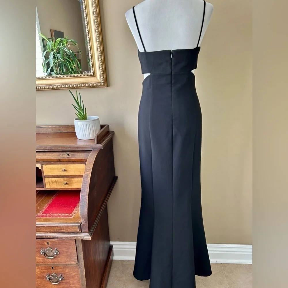 Likely Black Tamarelli Gown Revolve Mermaid Side Cutout Spaghetti Straps Size 14 - Picture 6 of 13